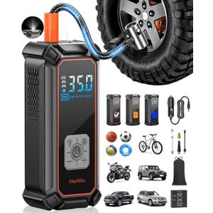 OlarHike Cordless Tire Inflator Portable Air Compressor, 150PSI Dual Power, 5400mAh & 12V DC Auto Air Pump for Car Tires, Motorcycle, Bicycle, Electric Pump with LED Light & Digital Pressure Gauge