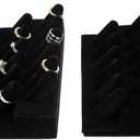 Foraineam 2 Pack Finger Ring Display Black Velvet 18 Slot Jewelry Counter Showcase Storage Organizer Holder