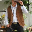 Cowboy Outfit for Men, Western Cowboy Costume Vest for Men, Cowboy Vest with Western Belt Necktie for Halloween (Large, Brown)