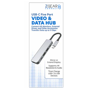 Zgear 5 Port USC C to 2 C & 2A With 1 HDMI