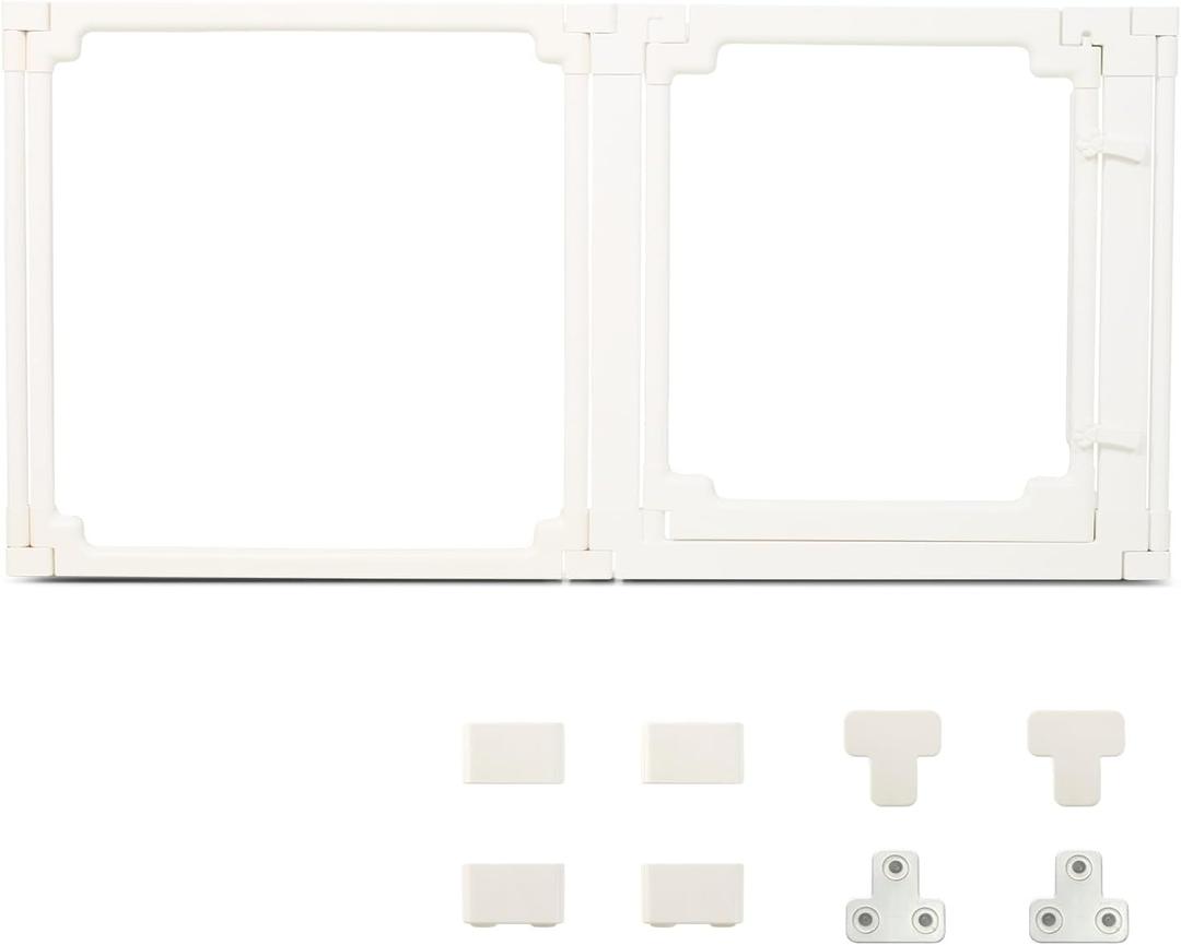 Dog Playpen, Expandable & Stackable Acrylic Dog Play Pen (White, 24", 1 Door+1 Panel)