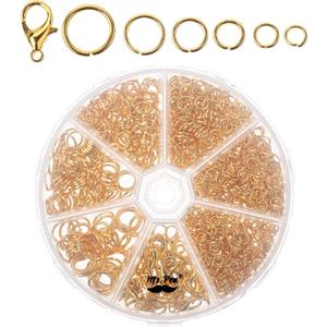 Mr. Pen- Open Jump Rings Set, 1014 pcs, Gold Metal Jump Rings with Lobster Clasps, 6 Assorted Sizes (410 mm), Jewelry Making Findings for DIY Crafts, Bracelets, Necklaces & Keychains