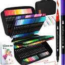120 Colors Dual Tip Brush Pens Art Markers for Adult Coloring Books, Artist Drawing Sketch Markers Set with Fine & Brush Tip