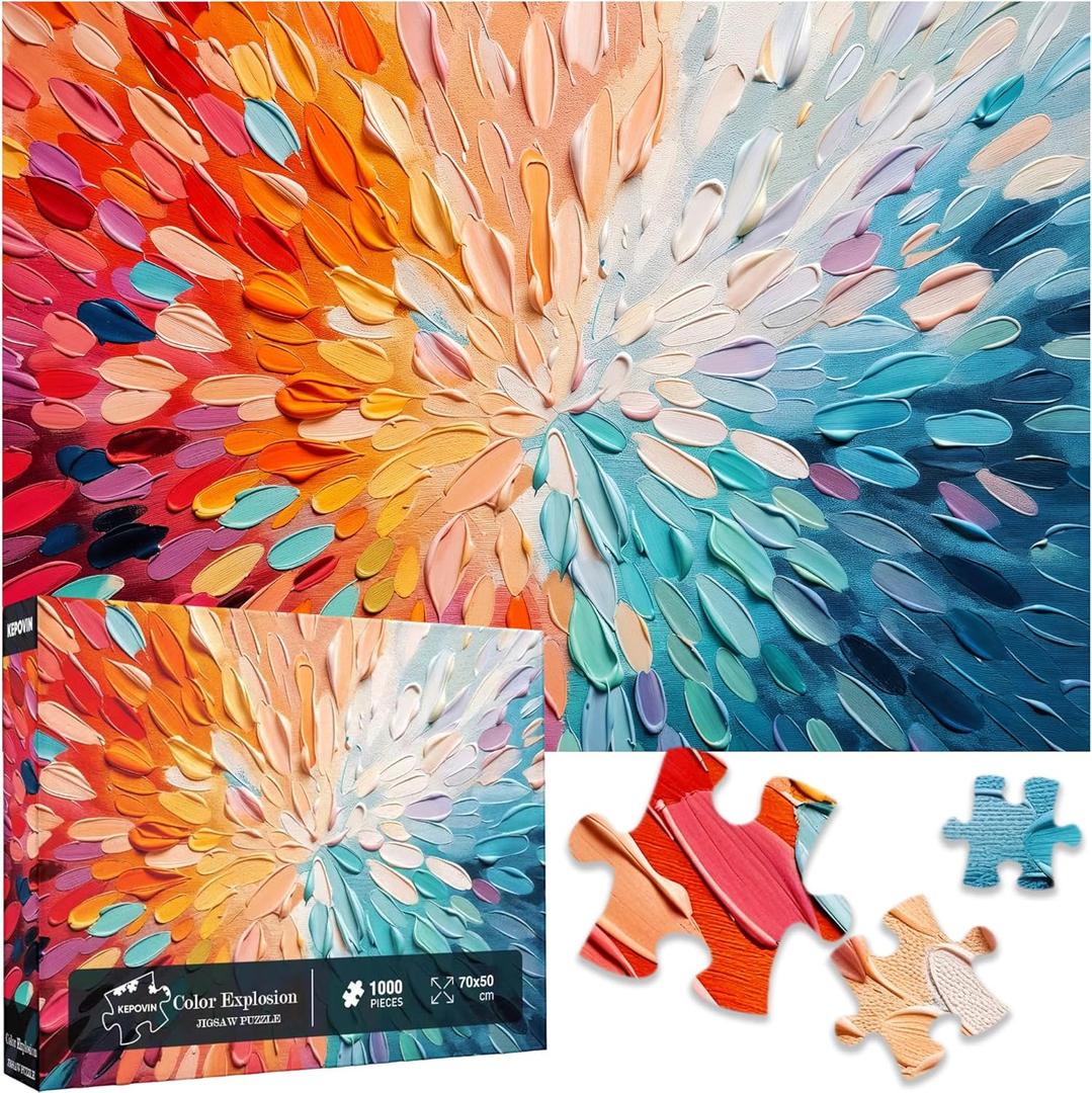2 x Puzzles for Adults 1000 Pieces Color Explosion, Impossible Puzzles 1000 Piece, Gradient Colorful Hard Difficult Clearance Puzzle for Adults, Challenging Jigsaw Art Painting