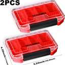 Geinxurn IPX4 Waterproof Small Storage Parts Organizer, Small Parts Case with Removable Dividers, Screwdriver Bit Set Box(2 Boxes)