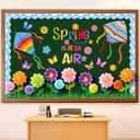 Blosssound 86 Pcs Spring is in The Air Bulletin Board Set Spring Flower Kite Cutouts with 3D Tissue Paper Pompoms Colorful Floral Butterfly Classroom Decorations for School Home Decor Supplies