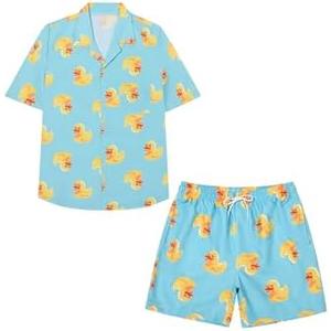 MYJAJAYI Mens Beach Shirt Shorts Set 2 Piece Casual Short Sleeve Button Down Shirts Outfits Summer size L