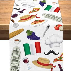 Vohado Italy Table Runner Italian Themed Dinner Birthday Party Decoration Red White and Green Dining Room Home Kitchen Island Decor (13" x 72")