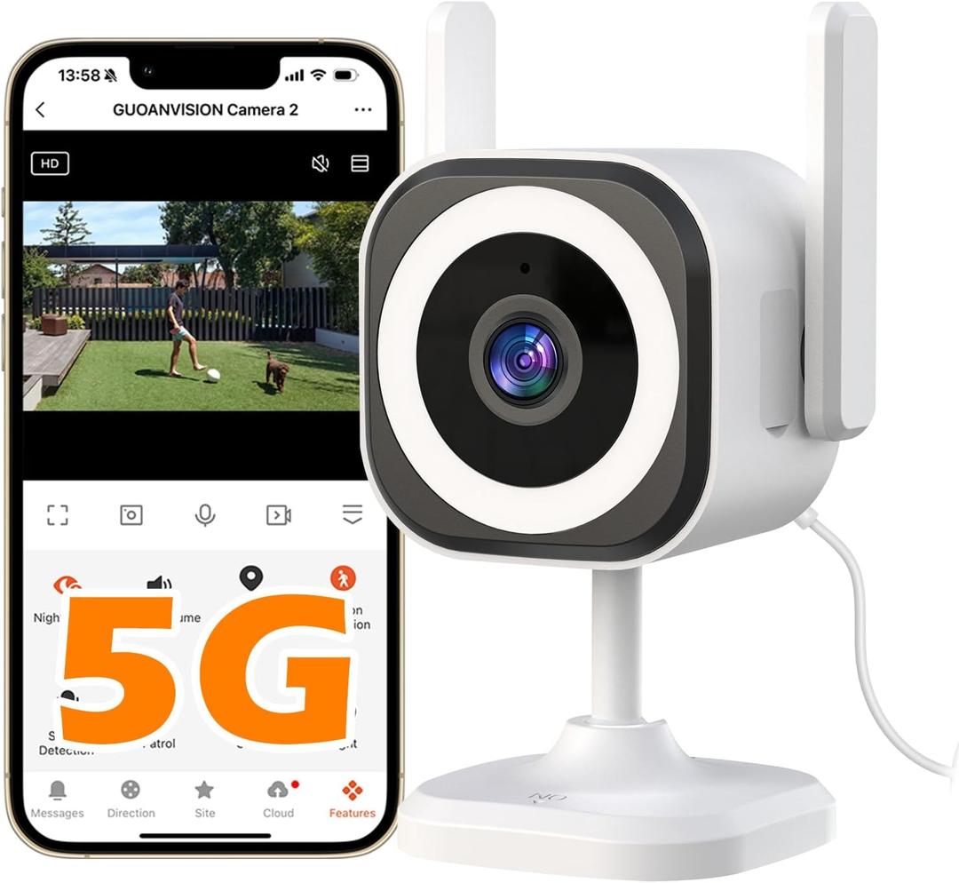 5G Camera for Home Security, 2K Outdoor/Indoor Security Cameras, Baby Monitor Camera for Pet/Babies/Room/Cat/Dog/Nanny/Elder, IP66 Waterproof, 3 Night Vision, Alarm Siren, 24/7 SD Recordings/Cloud (S600-1 Pack) 5G Camera for Home Security, 2K Outdoor/Indoor Security Cameras, Baby Monitor Camera for Pet/Babies/Room/Cat/Dog/Nanny/Elder, IP66 Waterproof, 3 Night Vision, Alarm Siren, 24/7 SD Recordings/Cloud (S600-1 Pack)