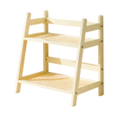 D-werack Coffee Station Organizer, Bamboo Mug Holder Countertop, Kitchen Counter Shelf for Tea Coffee Bar Accessories, Matcha Stand, Cup Display, Condiment Storage Rack, 2 Tier, White