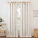 NICETOWN Natural Linen Bedroom Curtains 102 inches Long, Rod Pocket & Back Tab Thick Flax Window Treatments Privacy Assured with Light Filtering for Living Room, W55 x L102, 2 Panels