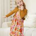 Size 3-4 Toddler Girl Floral Dresses 3T-4T Cute Rianbow Long Sleeve Fall Dress for Little Girls Rufffle Birthday Kids Cardigan Sleeveless Sets
