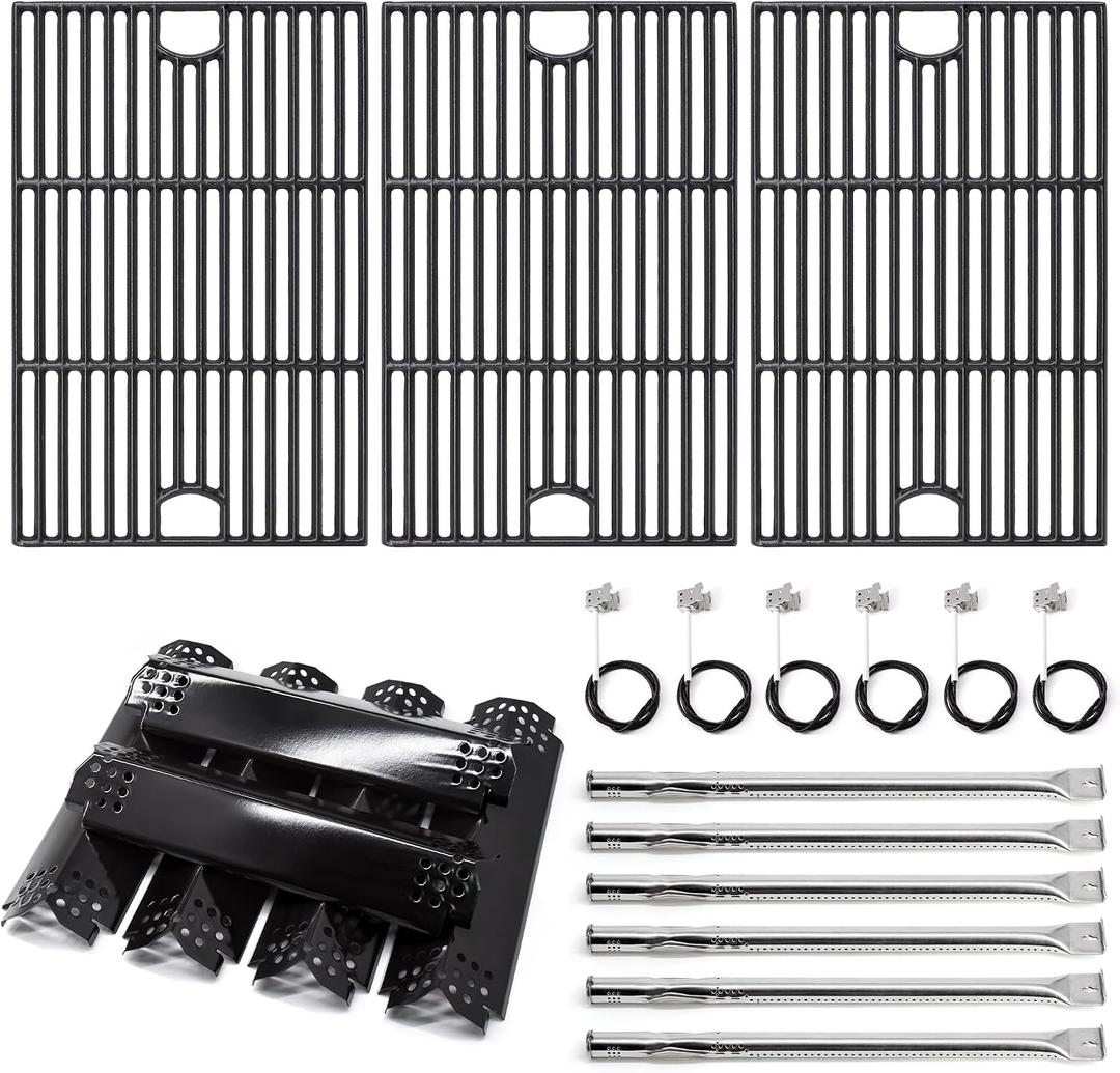 Replacement Parts for Nexgrill Deluxe 6-Burner 720-0896B, 720-0896E, 720-0896C, Cast Iron Grill Grates, Heat Plates, Burners and Igniters for Nexgrill Replacement Parts 6 Burner 720-0896B