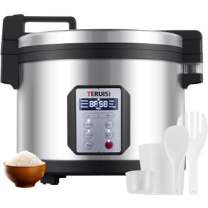 Commercial Rice Cooker, 15L/15.85QT Large Capacity Rice Cooker & Warmer 84 Cups Cooked Rice, 1550W Fast Rice Cooker with 6 Preset Functions, LED Display, Non-stick Inner Pot for 25-35 