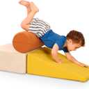 B. toys  Sensory Foam Building Blocks for Toddlers  3 Pieces Climbing Set with Cylinder, Ramp & Block  Easy-Grip Handles, Machine Washable Covers  Soft Play Shapes for Babies & Toddlers 12+ Months