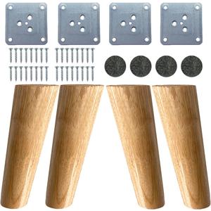 4PACK Solid Wood Furniture Legs 6 Inch Sofa Legs, Replacement Legs Mid Century Modern Legs for Couch End Table TV Stand Bed Dresser Cabinet, Accessorizes Included