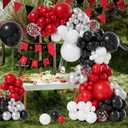 155pcs Red Black and White Balloon Garland Arch Kit, Different Size Red Black White Silver Confetti Balloons for Shower Birthday New Year Graduation Wedding Racing Car Poker Party Decorations