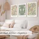 Induslyfe Large Framed Flower Wall Art Canvas Decor Set of 3, William Morris Framed Prints Mid Century Modern Art, Aesthetic Floral Botanical Wall Art for Bedroom Living Room Bathroom 18x24