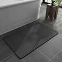 MontVoo -Bath Mat Rug-Rubber Backing Non Slip Quick Dry Absorbent Thin Bathroom Rugs Fit Under Door-Faux Suede Surface Bathroom Floor Mats-Shower Rug for in Front of Bathtub Shower Dark Grey 16"x24"