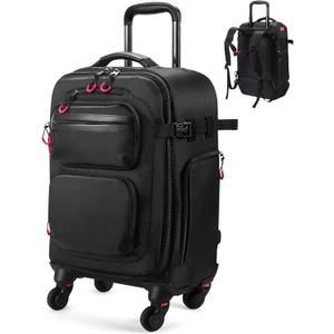 Rolling Backpack with Wheels – Airline Approved Underseat Carry-On Luggage 18x14x8, Water-Resistant Personal Item Bag with 2 Extra Replacement Wheels, Fits 15.6 Inch Laptop, Travel Backpack for Men