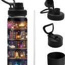 Book Lovers Gifts, 18oz Water Bottle, Reading Tumbler for Friend, Bookish Gifts for Women Readers Librarian, Book Accessories Leak-proof Travel Mug with Antislip Silicone Boot