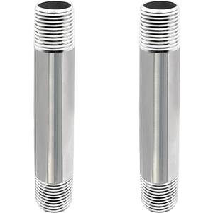 GeilSpace 1/2" x 4" Stainless Steel Pipe, 304 Pipe Nipple Fits Standard 1/2 Inch Threaded Pipes and Fittings, DIY Industrial Metal tube (2 PCS)