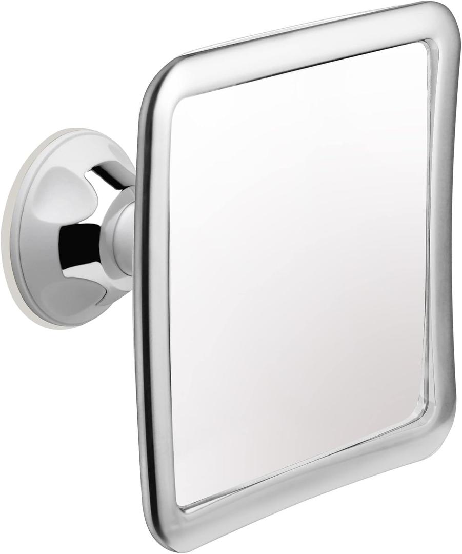 MIRRORVANA Fogless Shower Mirror for Shaving with Upgraded Suction, Anti Fog Shatterproof Surface and 360 Swivel, No Magnification, 6.3" x 6.3" (Chrome)