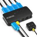 4K HDMI KVM Switch, 4 Port HDMI USB Switch for 4 Computer Share a 4K@30Hz Monitor and 3 USB Device Keyboard Mouse Printer, Including 4 KVM Cables