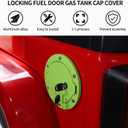 for JK Locking Fuel Filler Door Gas Tank Cap Cover, Aluminum Fuel Door Exterior Accessories for 2007-2018 Jeep Wrangler JK & Unlimited Sport Rubicon Sahara 2/4 Door(Green)