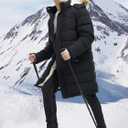 Men's Extra Long Fleece Puffer Jacket Outerwear Winter Coats Hooded Parka Warm Water-resistant Cold Weather (XL)