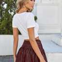 Avidlove Women Ruffle Skirt Ruched Waist Short Skirts Sexy Glitter Skirt Mini Lingerie Skirts (XX-Large Short, Dark Red)