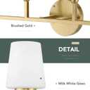 4-Light Bathroom Light Fixtures, 27" Brushed Gold Vanity Lights for Bathroom with Milk White Glass Shades, Vanity Lighting Fixture Over Mirror, Up or Down Mounting, VL289-BG-4