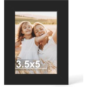 3.5x5 Picture Frame, Made Of Real Glass And Wooden Frame, Horizontal And Vertical Display For Wall Or Tabletop (Black, 1 Pack)