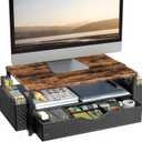 Spacrea Desk Organizer and Accessories, Computer Monitor Stand Riser with Drawer and 2 Pen Holders, Office Desk Accessories & Workspace Organizers for Office Supplies (Wood)