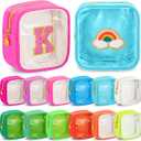 Kacctyen 12 Pcs Mini Makeup Bag Nylon Small Pouch for Purse Mini Square Nylon Pouch with Zipper Small Cosmetic Travel Makeup Bag Purse Organizer for Women (Neon Color,Translucent)