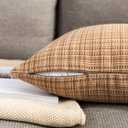 Kevin Textile Outdoor Waterproof Throw Pillow Covers 26x26 Inch Pack of 2 Woven Faux Linen Farmhouse Decorative Euro Shams Water Resistant Cushion Covers for Tent Patio Garden Couch Sofa Beige