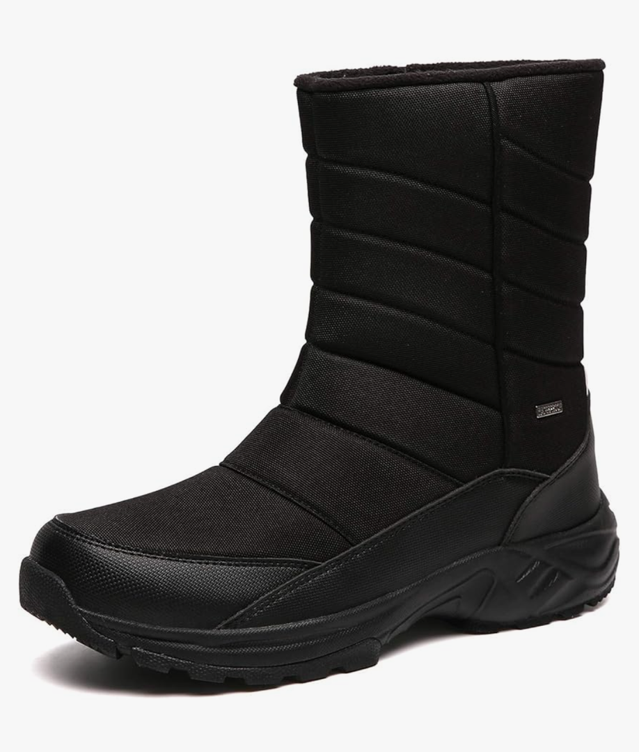 SILENTCARE Mens Winter Mid-Calf Snow Boot Fur Warm Waterproof Slip On Outdoor Athletic Size 12