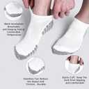 Cotton Cushioned Low Cut Running Socks for Men & Women, Ankle Socks White 6 Pairs Arch Support Breathable (White)