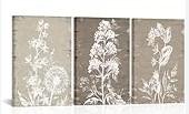 QICIFA Neutral Floral Framed Canvas Wall Art Set of 3, 16"x24" Large Boho Botanical Wall Decor, Minimalist Plant Wall Painting, Rustic Wildflower Artwork for Living Room Bedroom Farmhouse Office