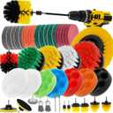 48 Pcs Drill Brush Attachments Set, Scrub Pads & Sponge & Wire Brush for Drill, Power Scrubber Brush with Extend Long Attachment, Drill Scrubber Brush Kit for Bathroom, Floor, Car, Grout