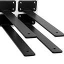 4 Pack - 16 inch Black Hidden L Shelf Bracket (1/5 Inch Thicked) Iron Floating Shelf Brackets Rustic Industrial Metal Brackets for Shelf Support