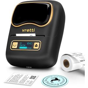 vretti Label Maker Machine with Tape, 2 Inch Labels Printer, K2 Bluetooth Label Makers, Thermal Labeler for Clothes Address Barcode Logo Waterproof, Easy to Use, Fits Office Home School Gift - Black