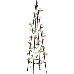 Garden Trellis for Climbing Plants Outdoor, deaunbr Plant Support Tower Obelisk Trellis 63'' Garden Trellises for Vines, Flowers, Indoor Potted Plant, Rose, Cucumber, Tomato, Pea, Clematis (1 Pack)