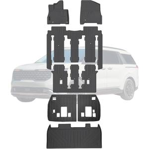 Floor Liners & Backrest Mat for 2025 2026 KIA Carnival Hybrid Version 8 Seat (Not Fit Pure Fuel),TPE All Weather Protection Car Floor Mats with Trunk Mat Covering The Backrest