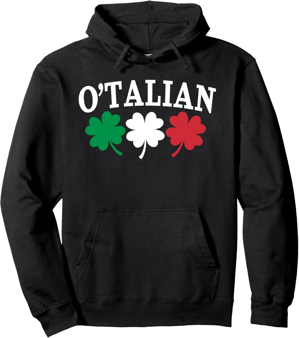 O'talian St Patricks Day Funny Irish Italian Flag O'talian Pullover Hoodie, 2XL, Black