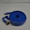 DAVCO 1.25" ID x 100 ft Pool Backwash Hose, Heavy Duty Reinforced Blue PVC Lay Flat Water Discharge Pump Hoses For Swimming Drain Pools and Clean Filters, With Aluminum Pin Lug Fittings
