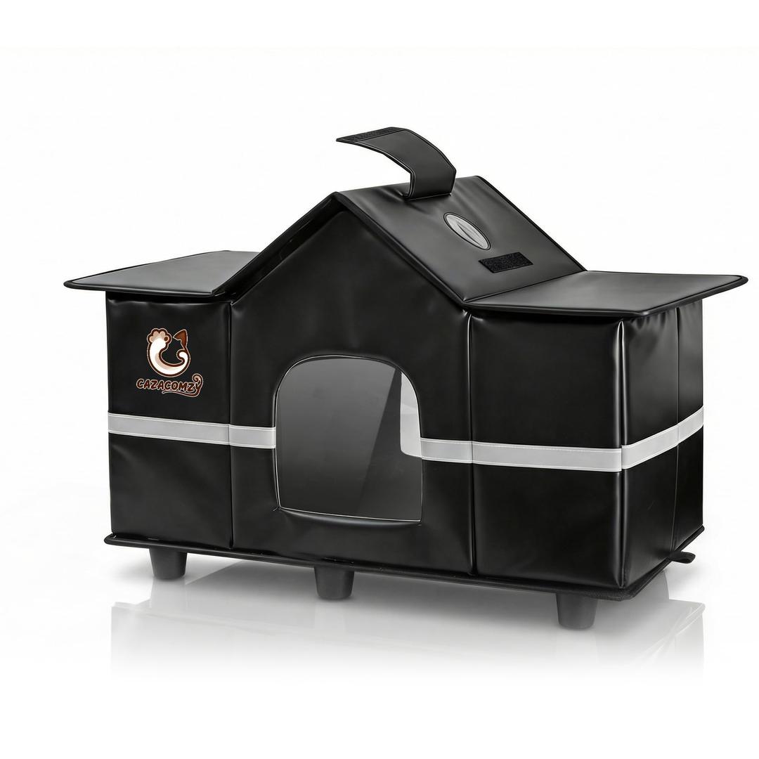 Weatherproof Outdoor Cat House Black 28" x 16" x 17"