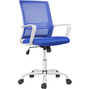 HOMEFLA Ergonomic Computer, Home Wheels Mesh Office Desk, Mid Back Rolling Task Chair, Blue (21D x 22W x 39H in)