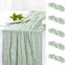 Hahuho Sage Green Cheesecloth Table Runner 10ft, Gauze Boho Rustic Table Runners for Wedding Birthday Party Baby Shower Decorations6 Pack , 35x120 Inches