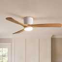 48 Inch Smart Flush Mount Ceiling Fan with Lights and Remote, Low Profile